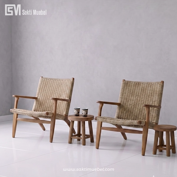 Lounge Chair Jati Anyaman - Gambar 2