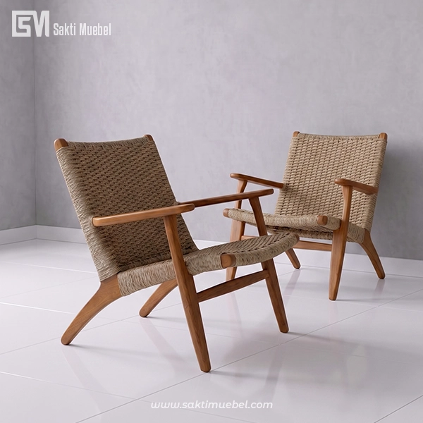 Lounge Chair Jati Anyaman - Gambar 3
