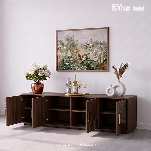Arches Credenza Walnut - Gambar 2