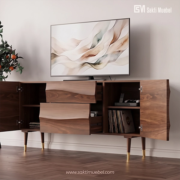 Wavy Mid-Century Credenza - Gambar 2